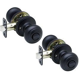 Copper Creek CK2030BC-2 Colonial Door Knob, Privacy Function, 2 Pack, in Black