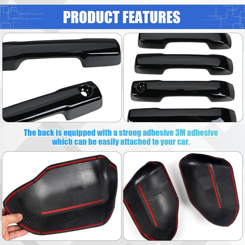 sportuli Black Vehicle Side View Mirror Covers Caps + Door