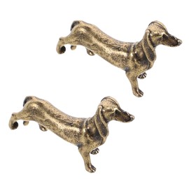 ABOOFAN 2Pcs Vintage Miniature Puppy Sculpture Elegant Desktop Decor Timeless Feng Shui Ornaments for Home Office Unique Collectible Brass Animal Statues