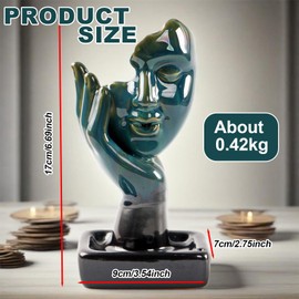 MeYuxg Backflow Incense Burner, Meditating Incense Stick Holder, Handmade Incense Waterfall Incense Fountain, Thinking Ceramic Statue Incense Burner, Modern Art Incense Stick Holder for Home