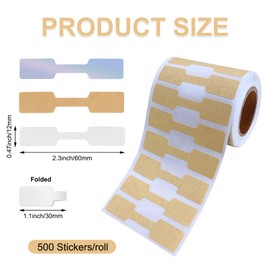 1500 PCS Jewelry Price Tags, Jewelry Tags for Pricing, Easy Peel Off, Self-Adhesive White Blank Price Stickers, Suitable for Bracelets, Necklaces, Earrings, Clothing Display (500 Labels/Roll)