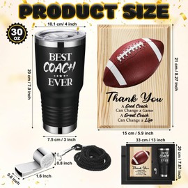 SiliFine 4 Pcs Christmas Coach Gifts Best Coach Ever, 30 oz Insulated Travel Tumbler with Whistle Plaque Gift Box Stainless Steel Mug Coach Appreciation Gift Soccer Rugby Basketball(Rugby)