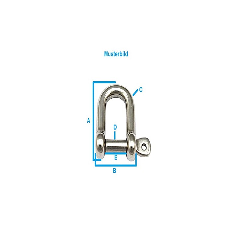 Key Shackle 5 mm with Removable Bar Stainless Steel A4