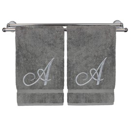 Monograma Personalizado Toallas de mano Toalla de Invitados Boda Compromiso Aniversario Regalo, Gris