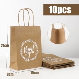 10pcs Thank You Gift Bags Small Brown Party Favour Bags for Baby Shower Birthday Party Rustic Vintage Thank You Bags for Bridesmaids