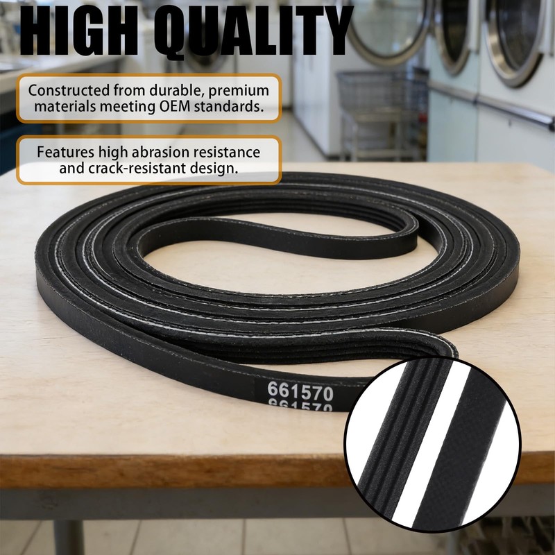 Dryer Drum Belt 661570 661570V Compatible with Whirlpool Kenmore
