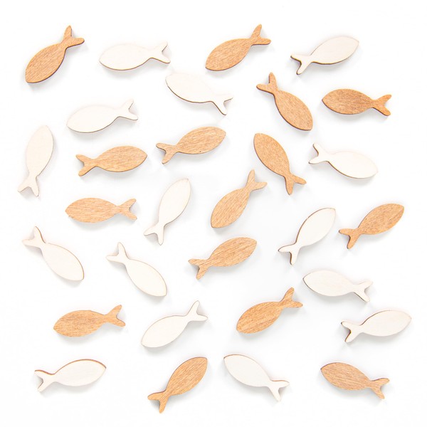 Logbuch-Verlag 30 Small Fish Mini 2.5 cm Communion Natural White