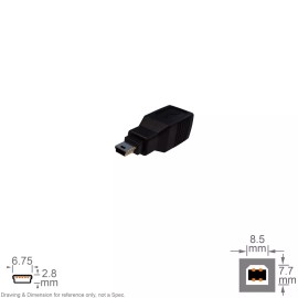 Unbranded Adapter USB Connector Converter Gender Changer Mini B 5 Pin Male B Female