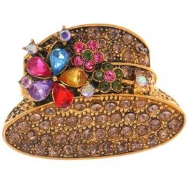 Rhinestone Brooch Exquisite Brooches for Women - Diamond Pins Beautifully Crafted Hat Shaped Pin for Summer Gifts Birthday Lapel Collar Accessories Bags UB7439