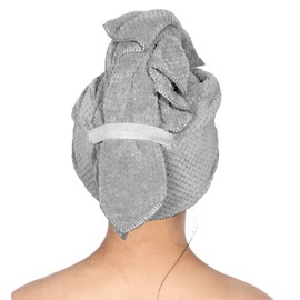 FwQoFvk Hair Drying Caps with Elastic Strap, Soft Absorbent Head Towel Cap, Comfortable Hair Drying Towel for Women Gym 60x100cm(Grey,1)