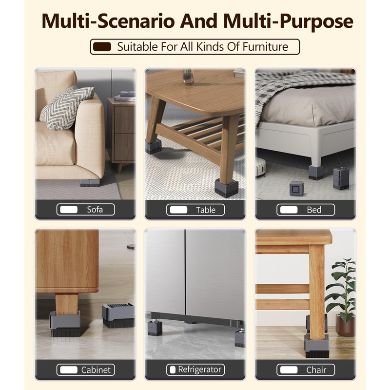Blissfuhue Heavy Duty Bed Frame Risers - Adjustable Furniture Risers,