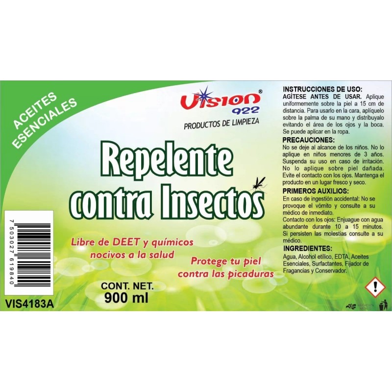 VISION 922 Repelente Contra Mosquitos 900 Ml