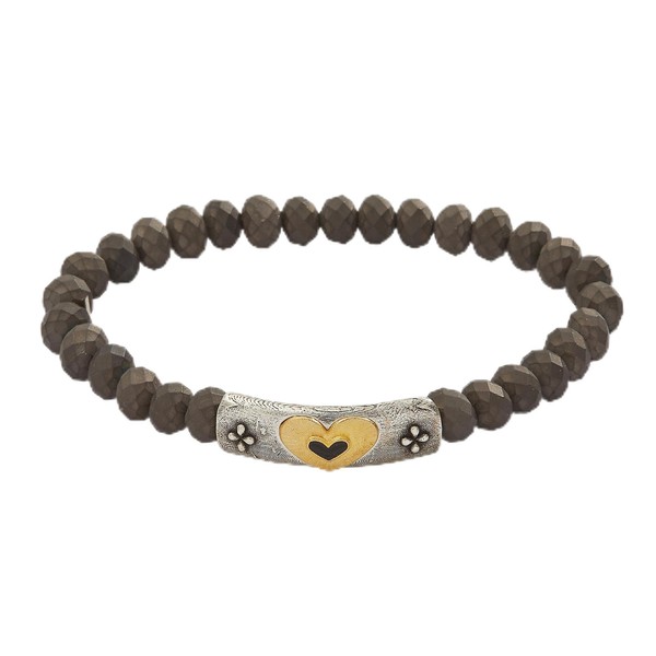 Alex and Ani Heart Stretch Bracelet,Two Tone,Two Tone,Bracelet, 6.5 inches