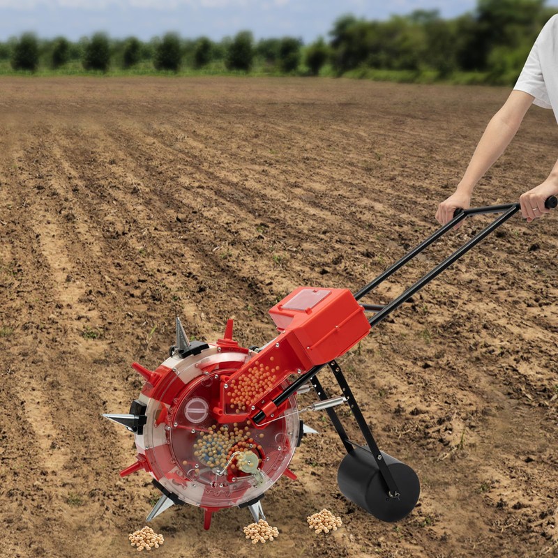 Manual Seeder Hand-Push Garden Seeder, Garden Push Seeder Walk-Behind Row
