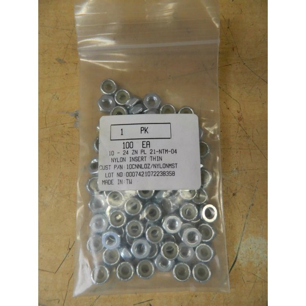 Unbranded 10-24 HEX Nylock Nylon Imsert Zinc Plated Steel Nut
