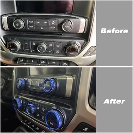 KEEGTBOX Center Console AC Air Conditioner Button Knob Cover 4WD Light Switch Ring Trim Compatible with GMC Canyon Chevy Colorado 2015-2022 Knob covers interior Accessories (Blue)