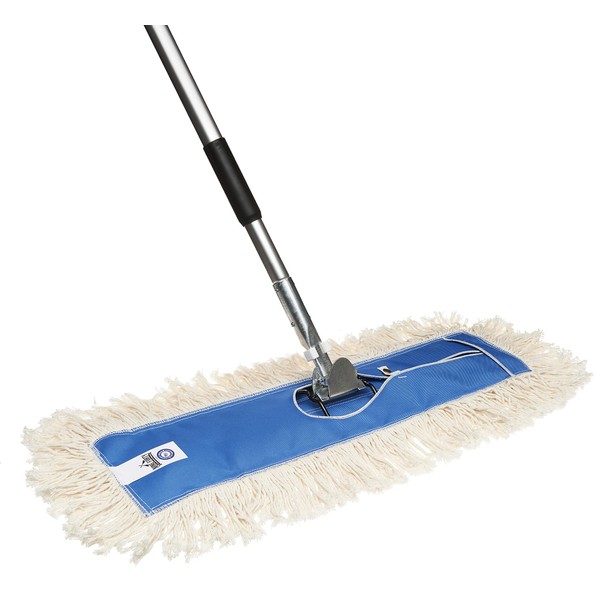 Nine Forty 24" Premium Cotton Dust Mop Kit - Heavy Duty Mop Head with Handle for Industrial, Commercial, and Residential Cleaning - Dry Floor Duster for Hardwood Surfaces - White