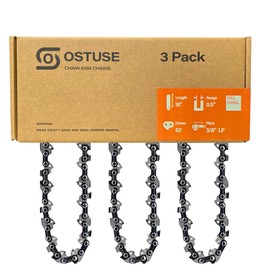 OSTUSE 3-Pack S62 18" Inch Chainsaw Chain for 3/8" LP Pitch, 0.50" Gauge, 62 Drive Links,Full Chisel, Fits Homelite, Ryobi, Ego,Husqvarna,Echo,Poulan,Craftsman,Kobalt,Greenworks and More