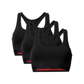 DANISH ENDURANCE Bralettes for Women, Non Wired Bra, Organic Cotton, Racer Back Bra, Comfort, Bras for Women Multipack, 1 or 3 Pack, Black 3-Pack, XS