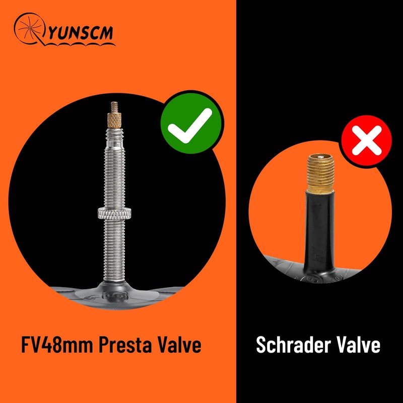 YunSCM 2pcs,26 2.125 Tube Thick,Presta Valve 48mm Best Choice for