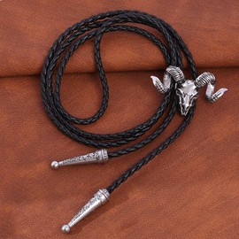 JPJZY BRBAM Western Cowboy Skull Bolo Tie Characteristic Skeleton Pendant Bolo Tie Necktie for Men's Jewelry Collection (Style 3 - Silver)