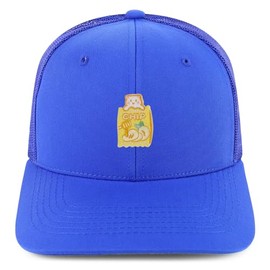 Trendy Apparel Shop Honey Chip Embroidered Patch Structured 6 Panel Mesh Back Trucker Cap - Royal