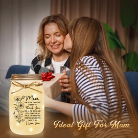 SteadStyle Mom Birthday Gifts, Mason Jar Night Light Gifts for Mom – Valentine's Day, Mother's Day, Christmas Gifts from Daughter or Son, Home Decoration for Mommy