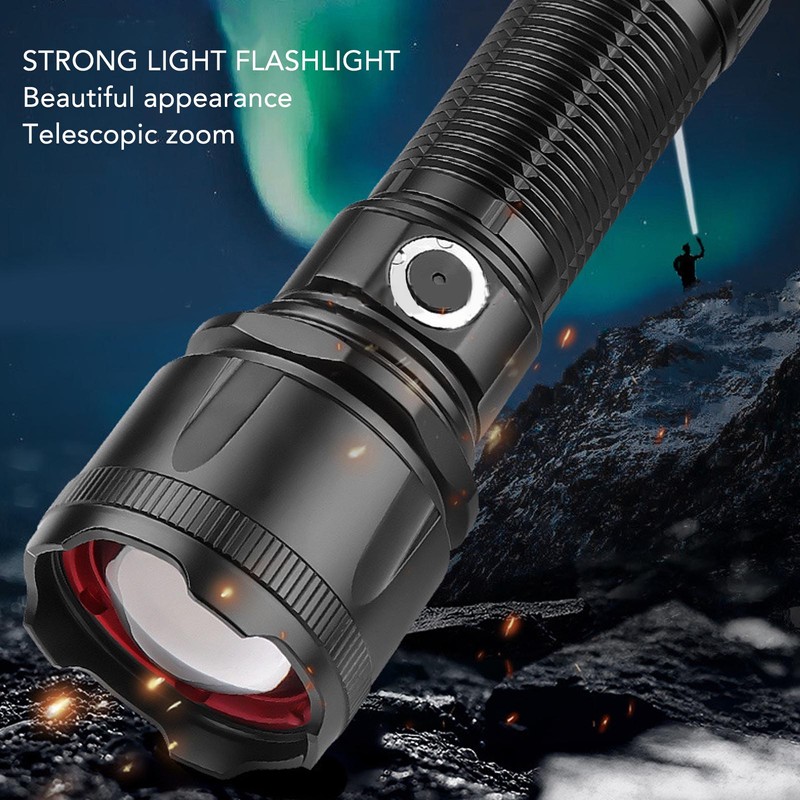 30W Zoomable Flashlights LED Metal Switch Super Bright Flashlight for