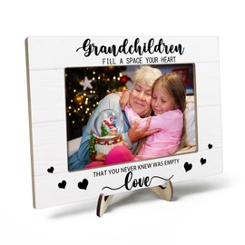 Grandparents Picture Frame, Grandchildren Picture Frame, Newborn Baby Gift for Grandma Grandpa, Birthday Gifts, Grandchildren Fill Your Heart with Love, Home Office Bedroom Desk Decor, 4x6Inch Photo (White-Grandchildren)