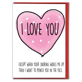 Cheeky Chops Funny Anniversary Card Valentines Love Husband Wife Partner - Snoring A38, Full colour