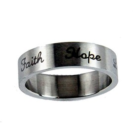 S43 Faith Hope Love Stainless Steel Band Ring Christian Gift Religious (7)