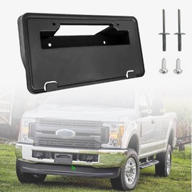Wocch Front License Plate Frame for Ford F250 F350 F450 F550 Super Duty 2017 2018 2019 (Except Dually Model) Front Bumper License Plate Holder Mounting Bracket Cover Replace # HC3Z-17A385-AA FO1068183