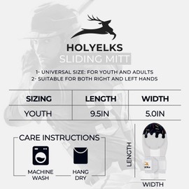 HolyElks Baseball Sliding Mitt, Baseball Glove Softball Guard, Ergonomic Design Protecting Fingers for Basic Base Running (OnyxSnow Glove)