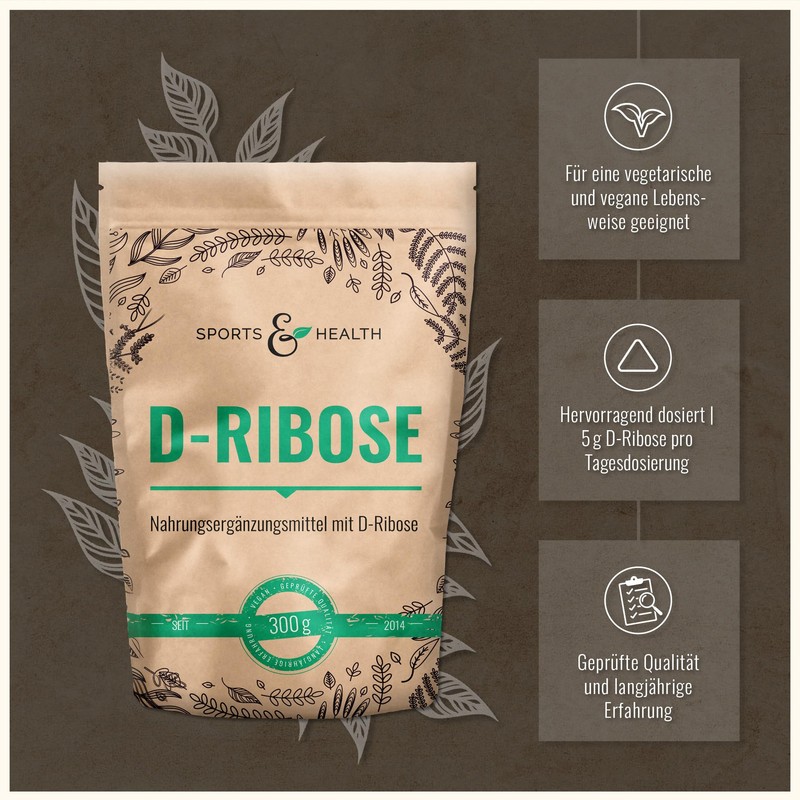 D-Ribose Powder in Large 300 g Storage Pack with Extra