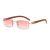LumiSyne Rectangular Rimless Sunglasses Men Women Wooden Ironing Colour Gradient