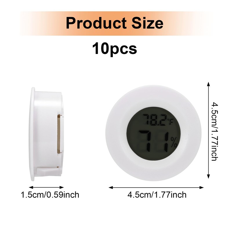 10 Pack Mini Hygrometer Thermometer - Digital Hygrometer Gauge LCD