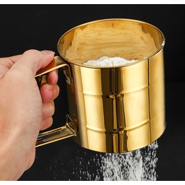 JNXHON Stainless Steel Fine Mesh Sieve Flour Sifter Golden Flour Cup Sifter