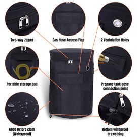 SIRUITON Cover for Gas Bottle, Gas Bottle Cover, Waterproof Windproof Anti-UV 600D Oxford, Propane Oxford Cloth Gas Bottle Cover for 11 kg Propane Gas Bottle, Diameter 33 x 66 cm