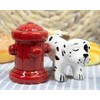 Peeing Dalmatian With Fire Hydrant Ceramic Salt Pepper Shaker Magnetic