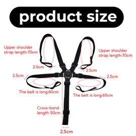 5 Point Strap for Stokke Tripp Trap Hauck High Chair, Safety Belt Baby Harness Pram Accessories, Chair Child Safety Harness Bands Child Safety Harness Children Handcart Cares Replacement Parts (Black)