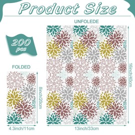 Karenhi 200 Pcs Floral Hand Paper Towel 2 Ply Dahlia Flower Guest Napkins Spring Guest Paper Napkins for Bathroom Disposable Hand Towels for Wedding Bridal Baby Shower Birthday
