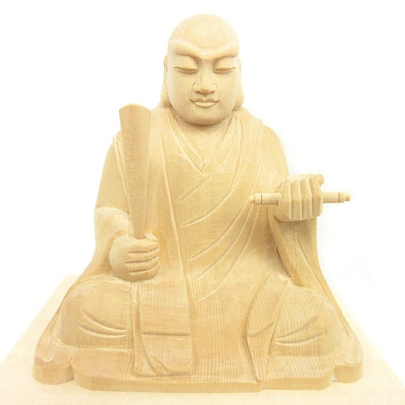 木彫 Buddha 日蓮 Saints 座像 3.0 Dimension 桧木