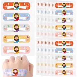 Geiserailie 400Pcs Jesus Colorful Cartoon Adhesive Bandages Jesus Kids God Bless You Waterproof Breathable Bandages Pack for Children (Hug)