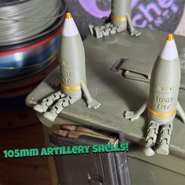 105MM Artillery Shell Buddy – Unique Military-Inspired Desk Toy or Gift, 3D Printed, Articulating, Military Gift, Decor Ornaments - Count: Bulk Pricing - 10 Ct