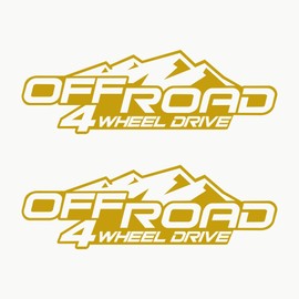 Autodomy 4x4 Off Road 4 Wheel Drive Sticker Pack of 2 for Car (Gold)