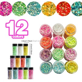 Factory Direct Glitter Set  Extra Shiny Chunky Glitter Mix for Tumbler Cups Resin Casting Craftcolor: Set16-12 mix colors/Bubble Glitter