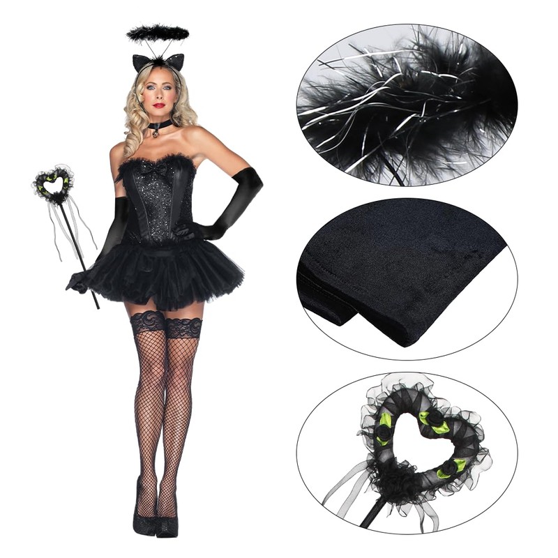 Sprinlot Women's Long Gloves, Devil Gloves, Headband, Trident Set, 1920s