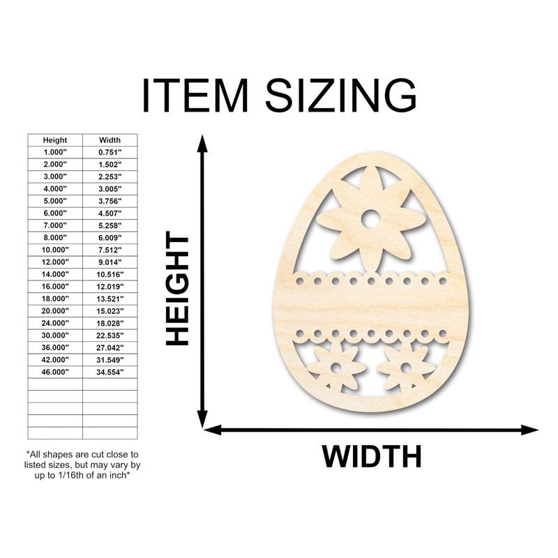 Unfinished Wood Lace Flower Egg Shape Easter Craft up to
