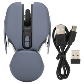 Ergonomic Wireless Mouse Inbuilt Battery Adjustable DPI Electroplating Process Integrated Design Gaming MouseGrey