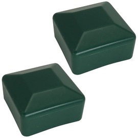 SKIR'CO (2 pcs) Fence Post Caps, Square 50 x 50 mm Green Plastic Caps for Fence Posts, Moss Green RAL 6005 Colour